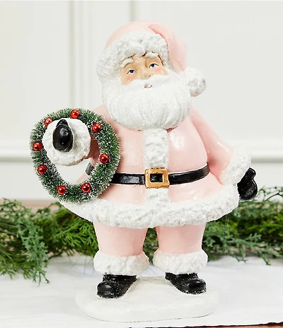Southern Living Sweet Christmas Collection Wreath Santa Figurine