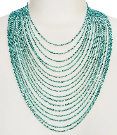 Southern Living Turquoise Multi Row Chain Statement Necklace