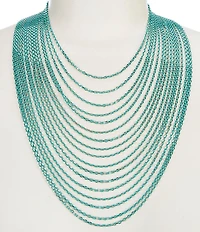 Southern Living Turquoise Multi Row Chain Statement Necklace