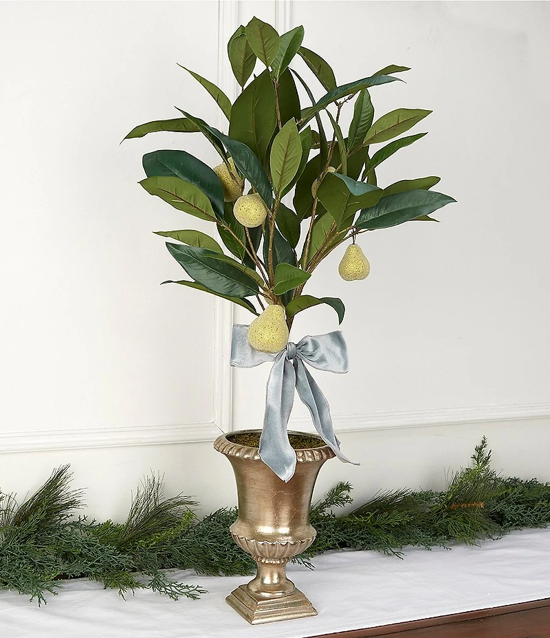 Southern Living Twelve Days of Christmas Collection Decorative Pear Tree in Ceramic Pot