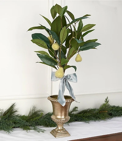 Southern Living Twelve Days of Christmas Collection Decorative Pear Tree in Ceramic Pot