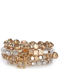 Southern Living Two Tone Beaded Stretch Bracelet Set