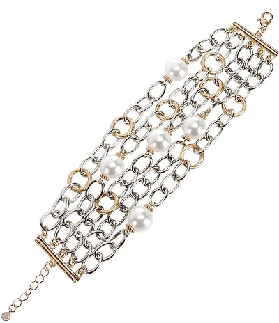 Southern Living Two Tone Multi Chain Link Line Bracelet