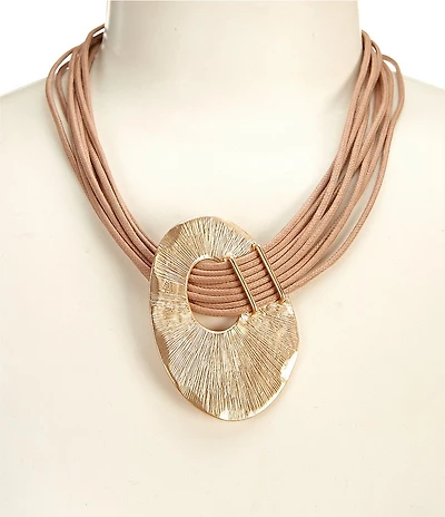 Southern Living Vachetta Cord Line Textured Organic Metal Short Pendant Necklace