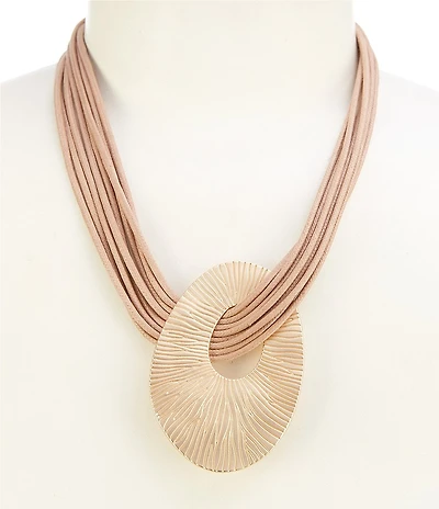 Southern Living Vachetta Cord Line Textured Organic Metal Short Statement Pendant Necklace