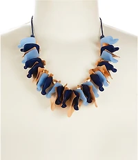 Southern Living Wavy Metal Flower Petal Long Strand Statement Necklace