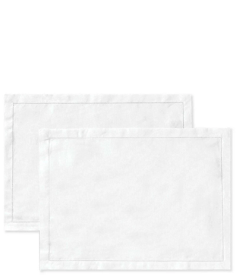 Southern Living White Hemstitched Placemat, Set of 2