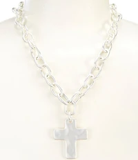 Southern Living Wobbly Metal Cross Short Pendant Chain Necklace
