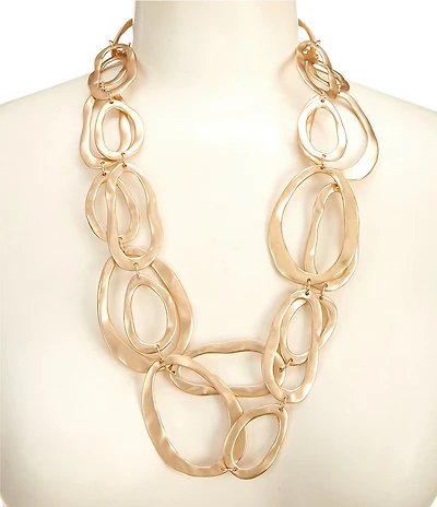Southern Living Wobbly Metal Organic Open Oval Double Row Statement Necklace