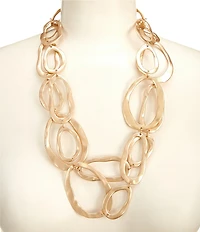 Southern Living Wobbly Metal Organic Open Oval Double Row Statement Necklace