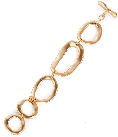 Southern Living Wobbly Metal Organic Open Oval Line Bracelet