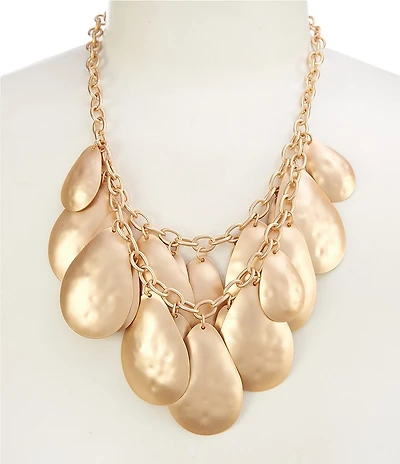 Southern Living Wobbly Organic Metal Multi Teardrop Frontal Statement Necklace