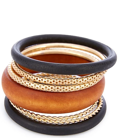 Southern Living Wood and Metal Bangle Bracelet Set