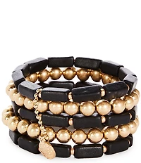Southern Living Wood And Metal Stretch Bracelet Set