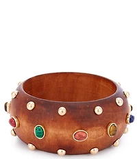 Southern Living Wood Bangle Bracelet with Stones