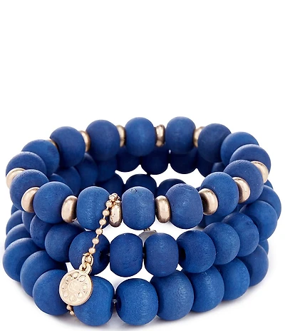 Southern Living Wood Beaded Stretch Bracelet Set