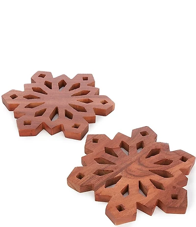 Southern Living Wood Snowflake Trivets, Set of 2