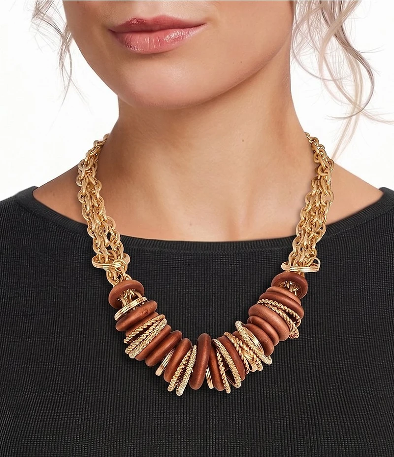 Southern Living Wood Statement Necklace