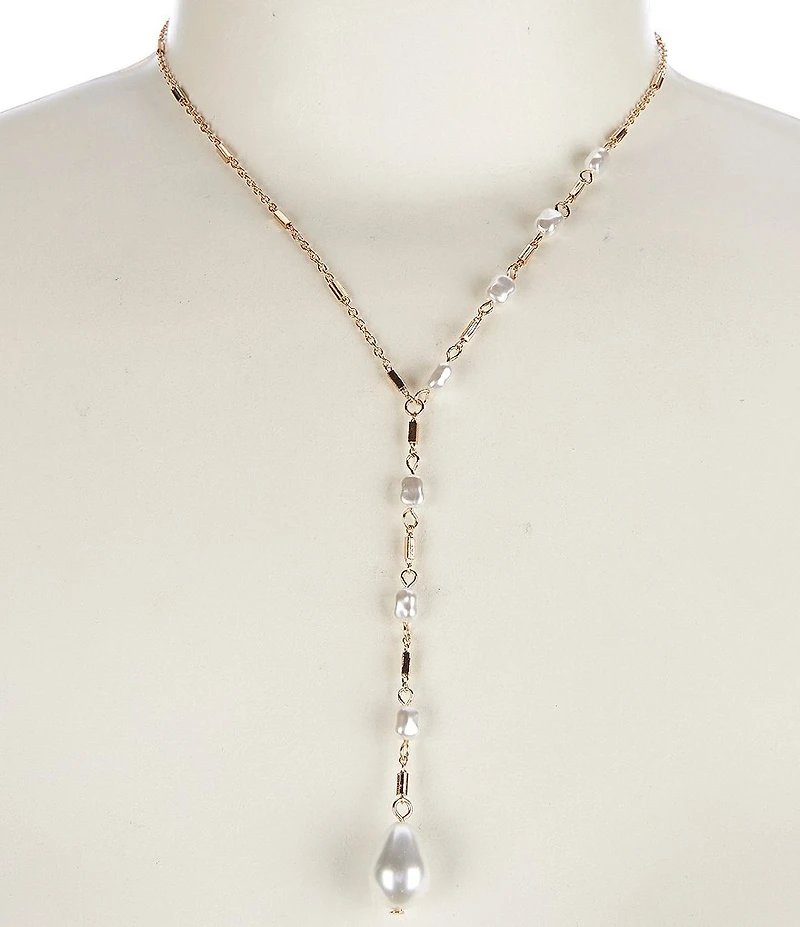 Southern Living x Borrowed & Blue Chain Y Necklace with Pearl Pendant