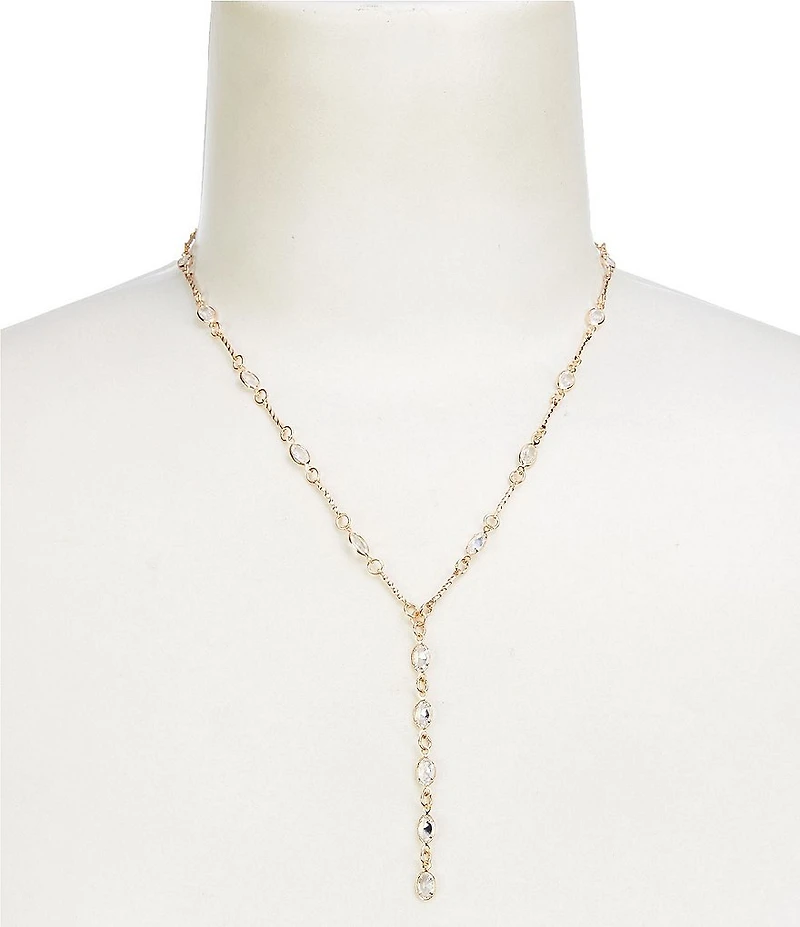 Southern Living x Borrowed & Blue Crystal CZ Oval Stone Delicate Y-Necklace