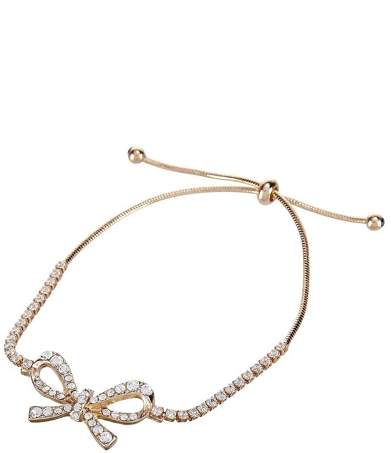 Southern Living x Borrowed & Blue Crystal CZ Pave Bow Rhinestone Chain Adjustable Bracelet