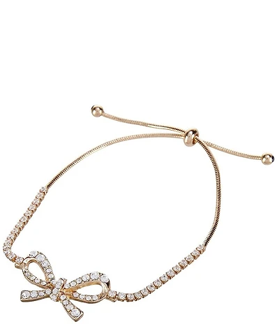 Southern Living x Borrowed & Blue Crystal CZ Pave Bow Rhinestone Chain Adjustable Bracelet