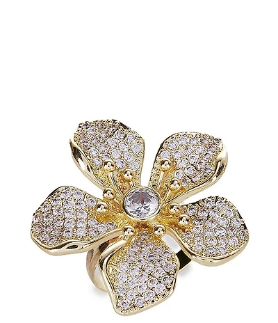Southern Living x Borrowed & Blue Cubic Zirconia Rhinestone Flower Statement Ring