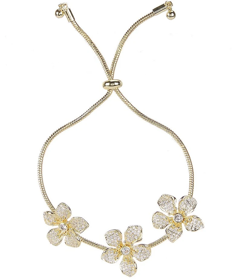 Southern Living x Borrowed & Blue Cubic Zirconia Stone Flower Adjustable Bracelet