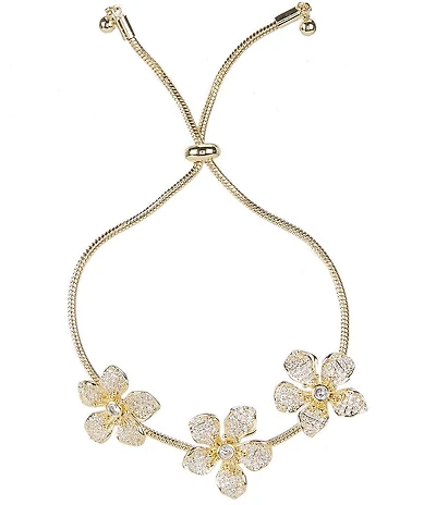 Southern Living x Borrowed & Blue Cubic Zirconia Stone Flower Adjustable Bracelet