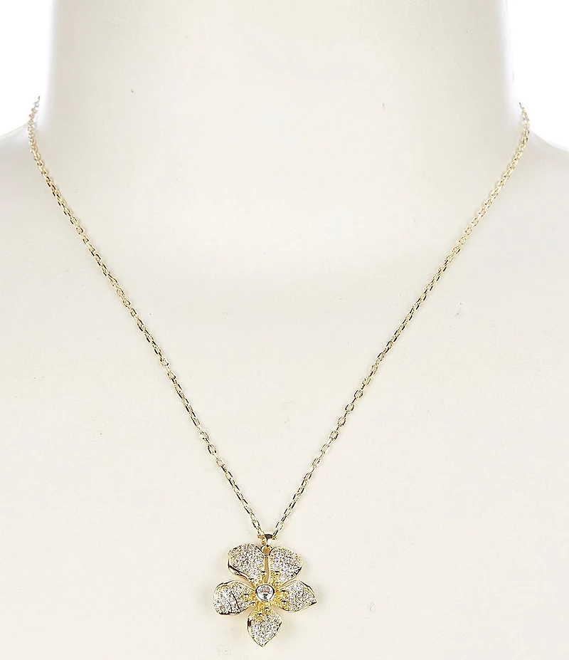 Southern Living x Borrowed & Blue Cubic Zirconia Stone Flower Short Pendant Necklace