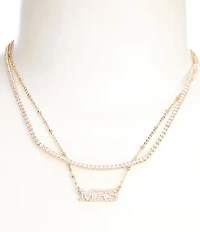 Southern Living x Borrowed & Blue Mrs. Crystal Pave Chain Bar Frontal Short Multi-Strand Necklace