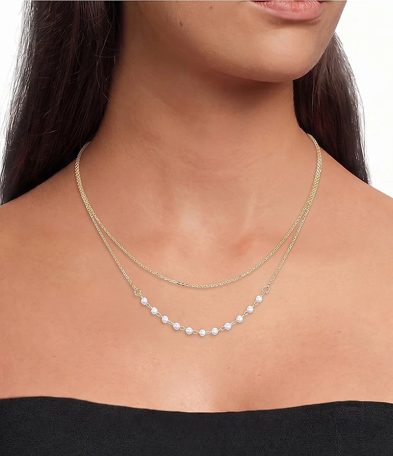 Southern Living x Borrowed & Blue Dainty Pearls Chain Multi-Strand Necklace