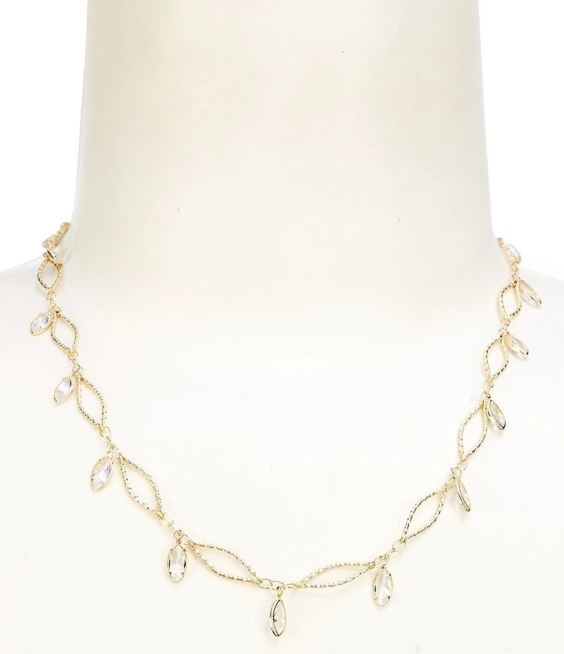 Southern Living x Borrowed & Blue Delicate Linear Collar Necklace with Cubic Zirconia Stones