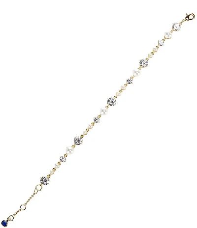 Southern Living x Borrowed & Blue Delicate Pearl And Cubic Zirconia Line Bracelet