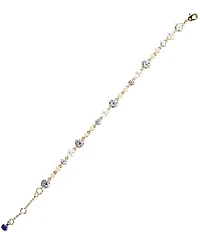 Southern Living x Borrowed & Blue Delicate Pearl And Cubic Zirconia Line Bracelet