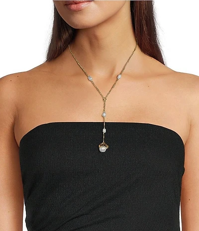 Southern Living x Borrowed & Blue Flower Petal and Pearl Y Necklace