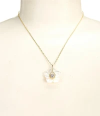 Southern Living x Borrowed & Blue Flower with Cubic Zirconia Stone Inset Short Pendant Necklace