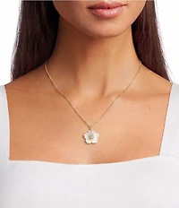Southern Living x Borrowed & Blue Flower Stone Inset Short Pendant Necklace