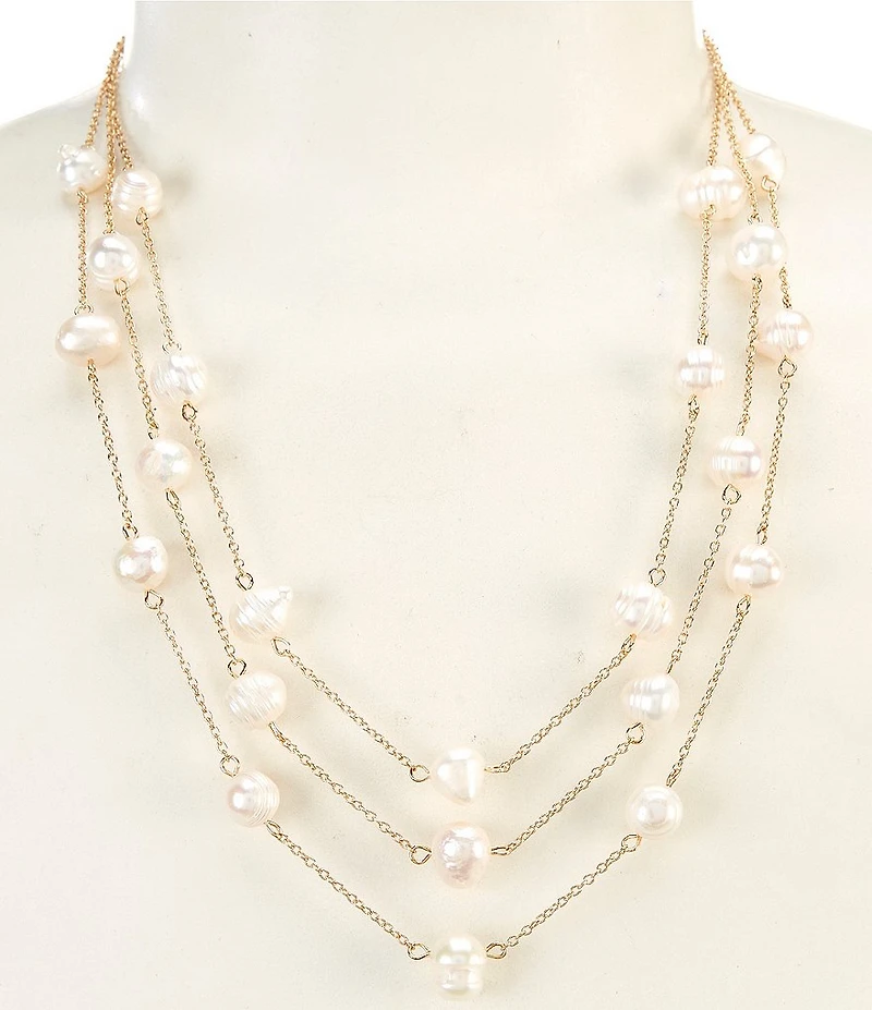 Southern Living x Borrowed & Blue Freshwater Pearl Illusion Short Multi-Strand Necklace