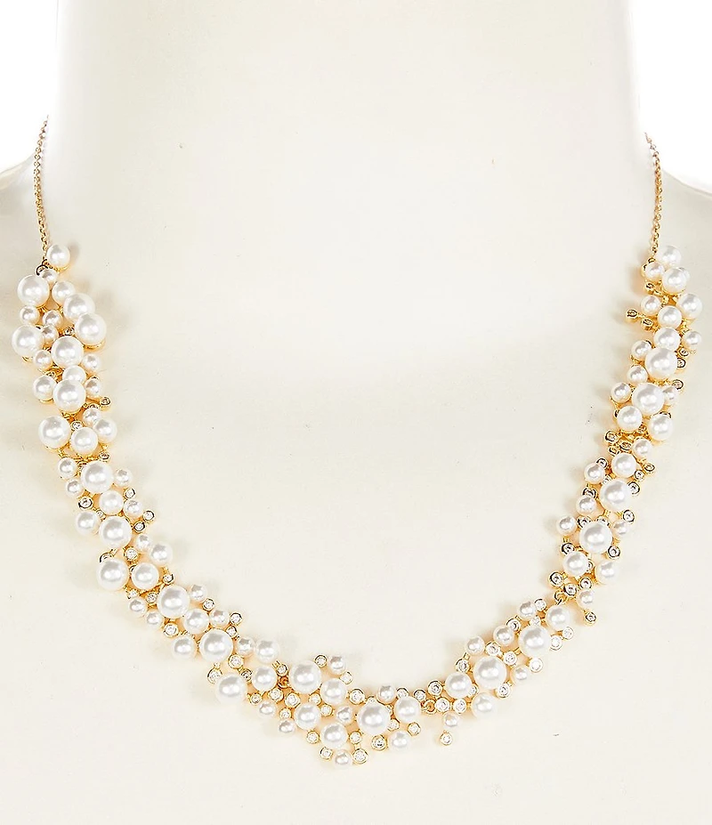 Southern Living x Borrowed & Blue Pearl and Cubic Zirconia Stone Cluster Collar Necklace