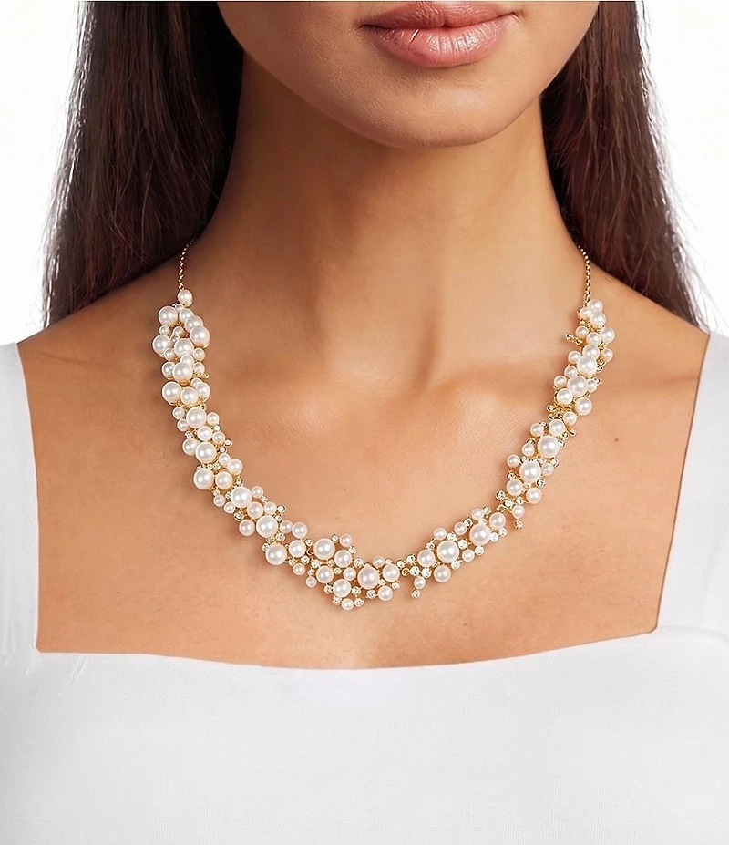 Southern Living x Borrowed & Blue Pearl and Cubic Zirconia Stone Cluster Collar Necklace