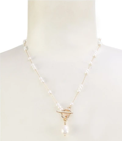 Southern Living x Borrowed & Blue Pearl Delicate Chain Station Organic Pearl Drop Short Pendant Necklace