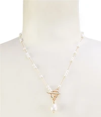 Southern Living x Borrowed & Blue Pearl Delicate Chain Station Organic Pearl Drop Short Pendant Necklace
