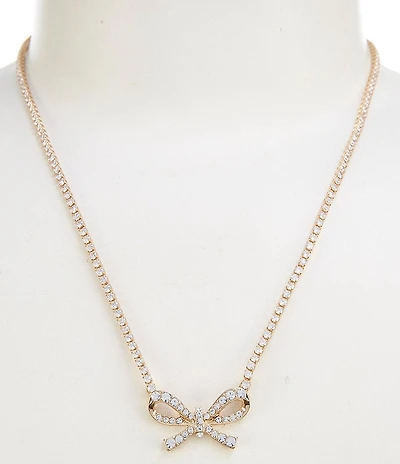 Southern Living x Borrowed & Blue Rhinestone Chain Crystal CZ Pave Bow Short Pendant Necklace