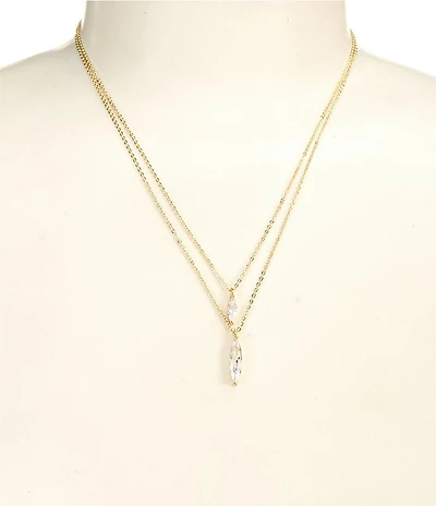 Southern Living x Borrowed & Blue Short Multi-Strand Necklace set with Cubic Zirconia Stone Pendants