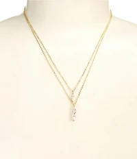 Southern Living x Borrowed & Blue Short Multi-Strand Necklace set with Cubic Zirconia Stone Pendants