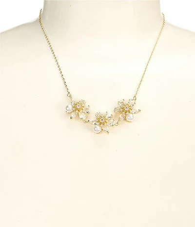 Southern Living x Borrowed & Blue Small Pearl and Cubic Zirconia Cluster Statement Necklace