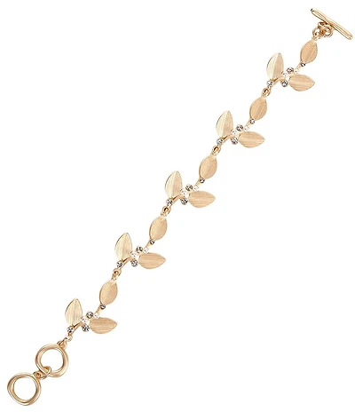 Southern Living x Borrowed Crystal Stone & Pearl Flower Multi Leaf Line Bracelet