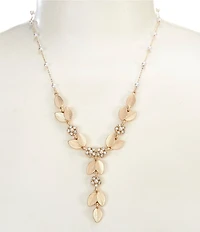Southern Living x Borrowed & Blue Crystal Stone & Pearl Flower Multi Leaf Short Y Necklace