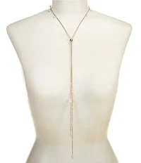 Southern Living x Borrowed Pearl Drop Shakey Frontal Delicate Chain Long Strand Y Necklace